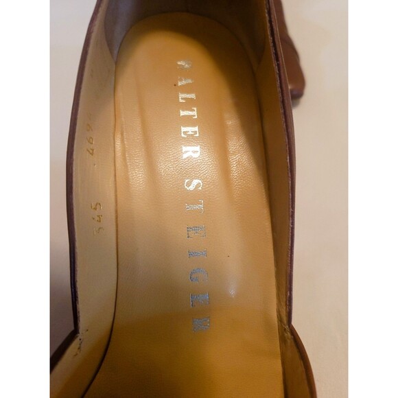 Vintage Walter Steiger Brown Leather Pumps 8.5 B Italy Kitten Heel Shoes - Picture 3 of 10